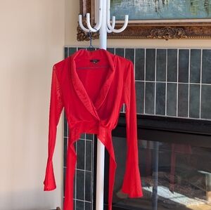 Vibrant Red Long Sleeve Blouse